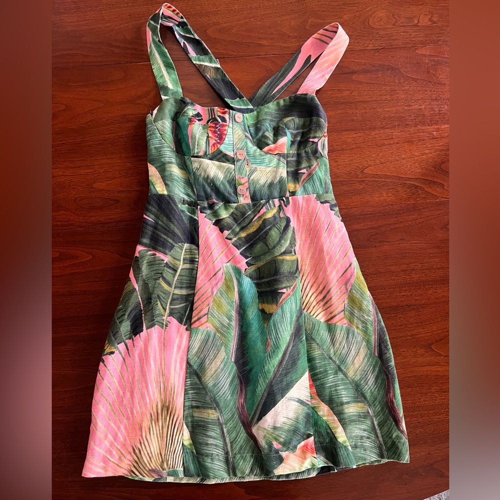 FARM Rio Linen Mini Dress - Size Small